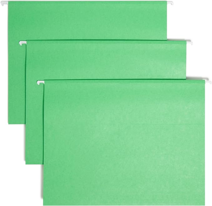 Smead TUFF Hanging File Folder with Easy Slide Tab, 1/3-Cut Sliding Tab, Letter Size, Green, 18 per Box (64042, Rod Color May Vary) - Image 4