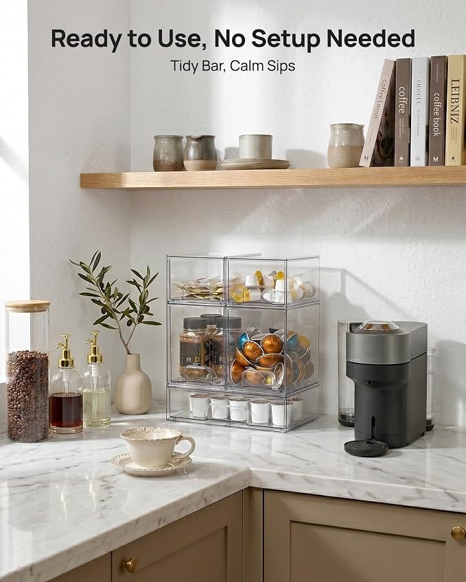 Vtopmart Stackable Storage Drawers Set of 7, Clear Plastic Organizer Bins for Baby Bottle, Beauty Supplies Storage, Ideal for Kichen Countertop, Vanity, Bathroom, Cabinet, Pantry Organization - Image 2