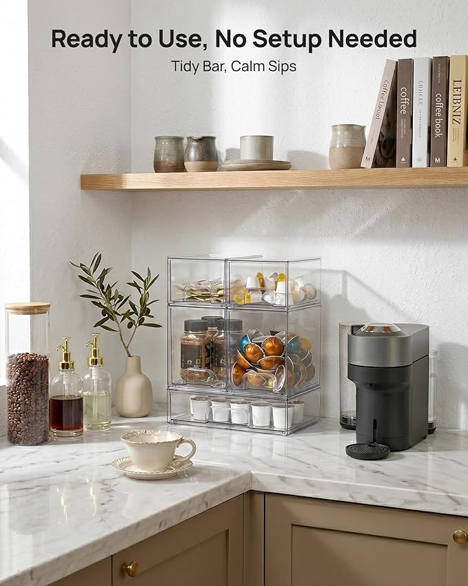Vtopmart Stackable Storage Drawers Set of 9, Clear Plastic Organizer Bins for Baby Bottle, Beauty Supplies Storage, Ideal for Kichen Countertop, Vanity, Bathroom, Cabinet, Pantry Organization - Image 2