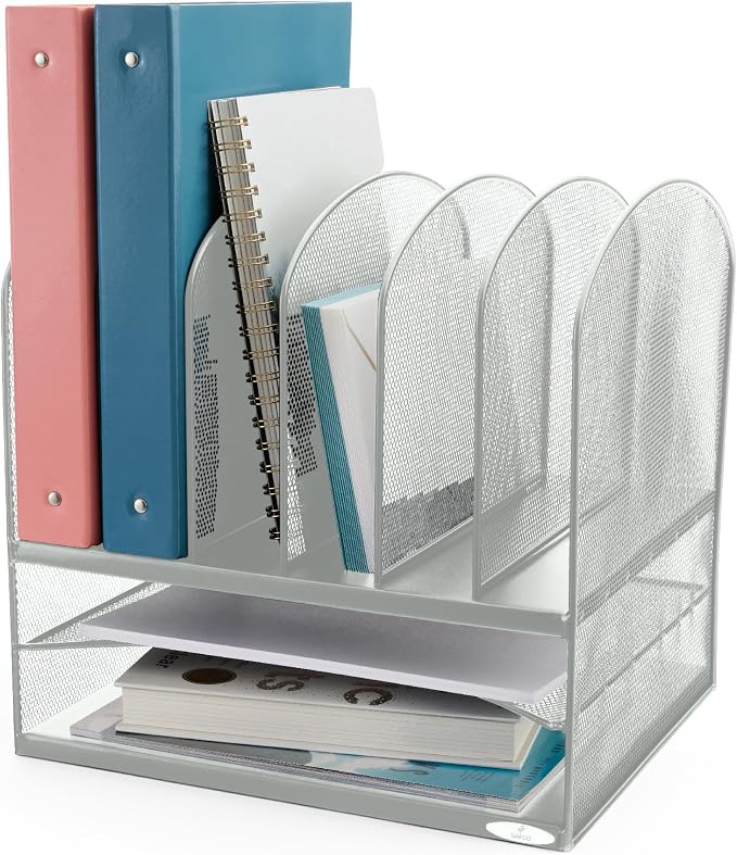 Safco Onyx Desk Organizer with 6 Vertical & 2 Horizontal Trays, File Organizer for Home, Office, Classroom & More, Steel Mesh Construction by SafcoProducts