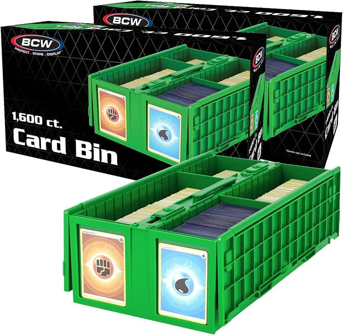 BCW Collectible Card Bin Green | Holds up to 1600 Cards | Plastic Storage Box for Pokémon, MTG & Sports Cards - 2 Pack by BCW