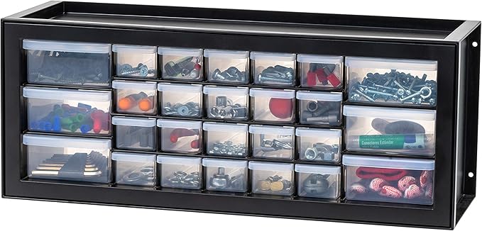 IRIS USA 26-Drawer Teacher Toolbox, Stickers, Markers, Made in USA, Black | Wall mountable, Stackable, Craft Supplies, Building Bricks, Crayons, Beads Organizer by IRISUSA