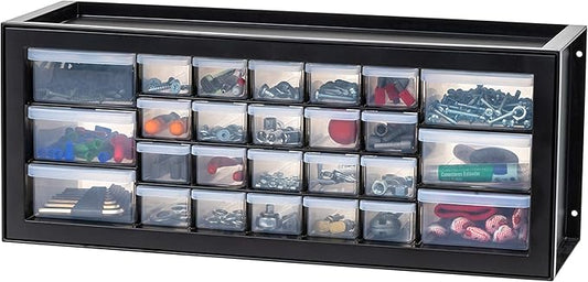 IRIS USA 26-Drawer Teacher Toolbox, Stickers, Markers, Made in USA, Black | Wall mountable, Stackable, Craft Supplies, Building Bricks, Crayons, Beads Organizer by IRISUSA