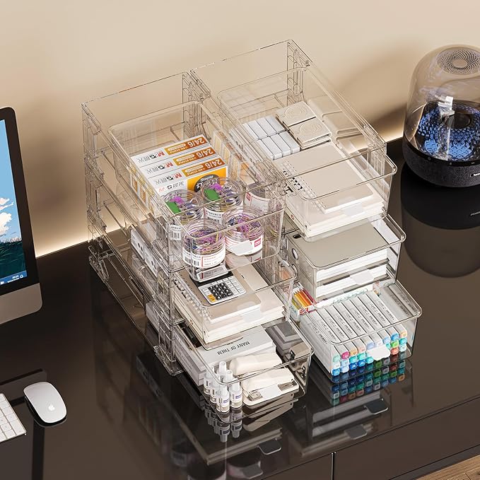 clear Drawer-Type Plastic Storage Box Bins Organizer，Family First Aid Kits Medicine cabinet Box Organizer,Closet ，Shelf，Ointments, Adhesive Bandages，Cosmetics,Office Items (clear, ZZ6L) by Gaoaodeyu