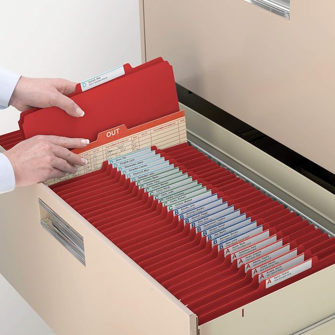 Smead Pressboard Classification File Folder with SafeSHIELD Fasteners, 1 Divider, 2" Expansion, Letter Size, Bright Red, 10 per Box (13731) (Pack of 1) - Image 5