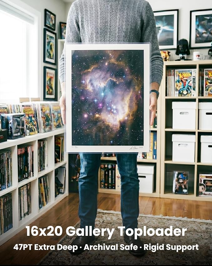 16x20 Toploader Poster Sleeves, 10 Pack Plastic Poster Sleeves 47PT | 15 Mil Rigid PVC Plastic Poster Protectors for Art Prints, Photos, Documents, Display & Storage, Blue Tint & Protective Film - Image 5