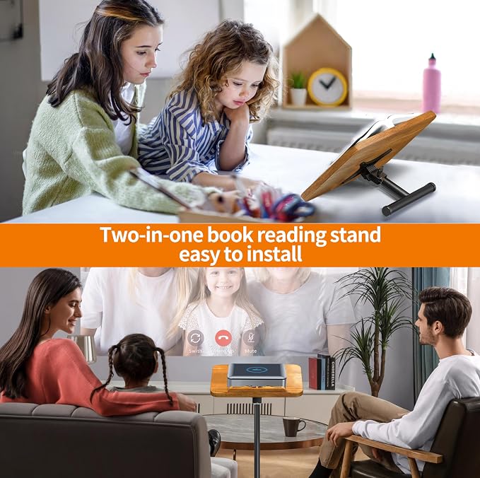 2-in-1 Floor Music Stand & Desktop Book Stand, 16.5"–51" Height Adjustable | 100% Solid Wood, Floor Reading Stand with Page Clip for Sheet Music, Cookbooks, Projector (Rubberwood, 11.8" x 16.5" Panel) - Image 5