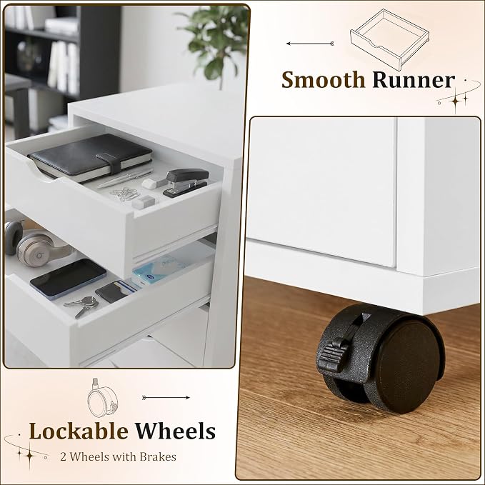 7 Drawer Mobile File Cabinet, Office Storage Cabinet, with Drawers | 7 Drawers Office Storage Cabinet with Wheels, Mobile File Cabinet for Desk Drawer Storage, Drawers and Office Furniture - Image 7