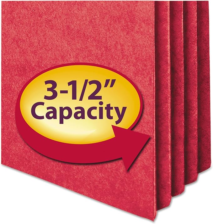 Smead File Pocket, Straight-Cut Tab, 3-1/2" Expansion, Letter Size, Red, 25 per Box (73231) - Image 3
