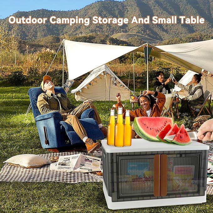 Storage Boxes, Extra Large Cabinet with Lids, 19 Gallon(72L) Capacity (Each One), 4 Packs, Useful Box with Door and Buckles, Foldable, Transparent, Excellent Home Organizers - Image 6