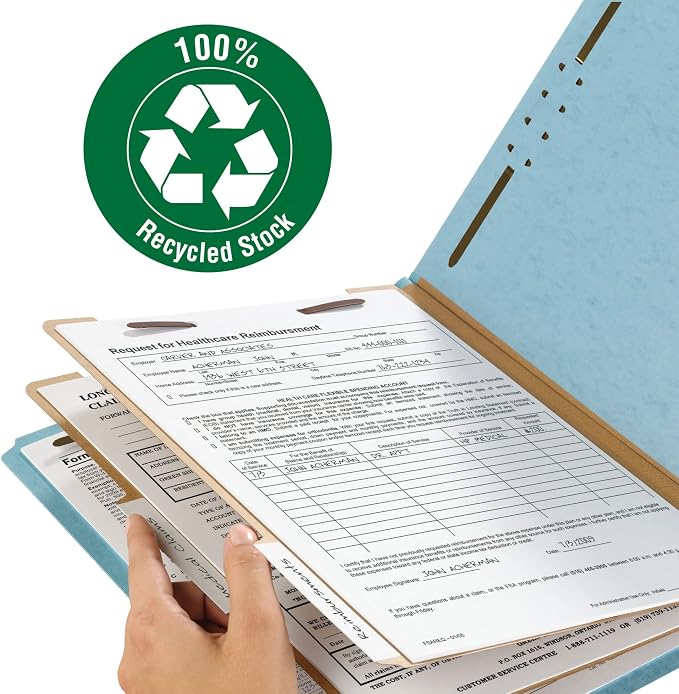 Smead Blue Classification File Folders for Documents, Letter Size, 2 Inch Expansion, 2 Dividers, Durable Pressboard for Legal and Office Files, Blue, 10 Pack (14021) - Image 5