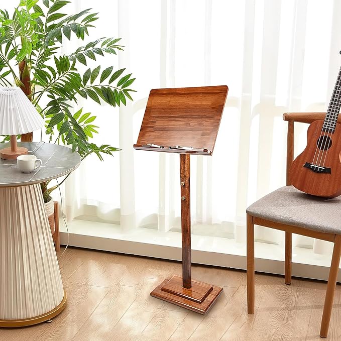 Sheet Music Stand - Wooden Music Stand for Sheet Music with Carrying Bag, Adjustable Height Bamboo Desktop Book Stand Lectern Podium On-Stage Holder for Guitar Violin Piano Concert - Image 5