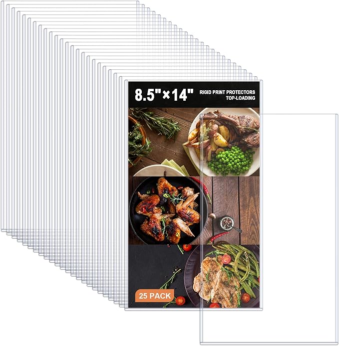 Ndsox 25 Pack 8.5" x 14" Rigid Print Protectors Clear Hard Plastic Sheet Protectors Top-Loading Rigid Menu Covers for Legal Size Paper, Documents, Photo, Posters, Prints, Artworks, Birth Certificates by NDSOX