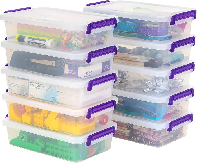 IRIS USA Storage Bins with Lids |Made in USA| 3 Qt - (10-Pack) - Clear | Plastic Containers for Crafts, Art, Office & Study Supplies / Interlocking Latches - Image 8