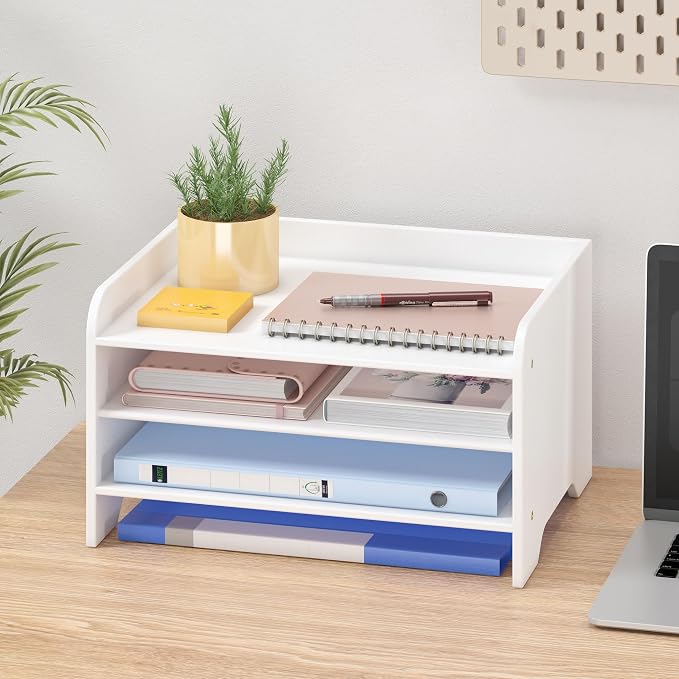 Bamboo File Organizer for Desk, Desktop Paper Tray and Mail Holder | Three open tiers keep A4/letter paper, folders, bills and mail sorted, visible and easy to reach while saving desk space - Image 2