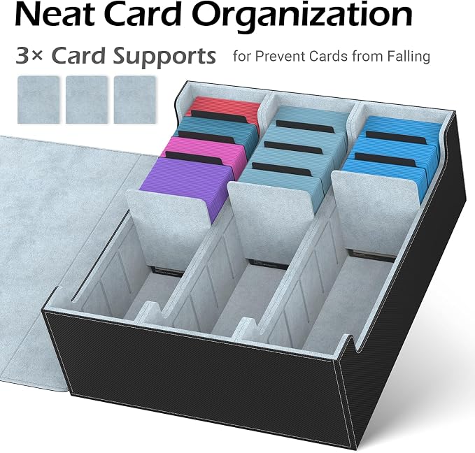 3-Row【2400+】 Trading Card Storage Box, Card Organizer Holder with 8 Dividers, Case Fit for MTG TCG Magic Commander Deck Playing Cards, Deck Box for Sport Card - Image 3