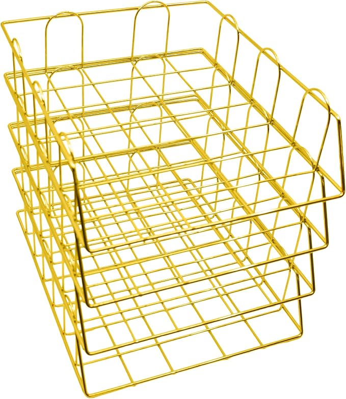Gold Stackable W 9.75" X L 12" Desk Organizer Tray Set (4-Tier) - Image 4