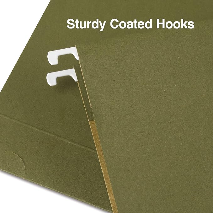 Staples Reinforced Box‑Bottom Hanging File Folders, Letter Size, 2" Expansion, 5‑Tab, Standard Green – 50/Carton - Image 2