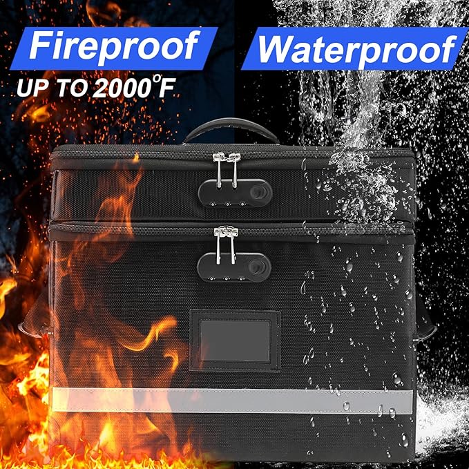 EXLIFBAG 2 Layer File Box with Lock, Portable Document Organizer Box with Handle, Fireproof File Box for Home Office, Legal File Organizer Storage - Image 7
