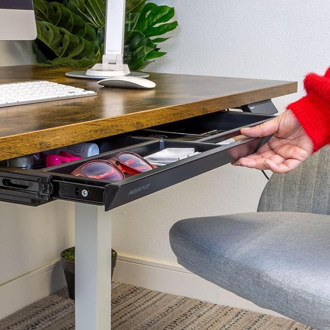 Mount-It! Under Desk Drawer with 4 Compartments, Deep Low-Profile Slide-Out Storage Organizer, 25.8″ x 12.5″ x 1.6″, Smooth Glide Pull-Out Tray for Traditional & Single Motor Standing Desks, Black - Image 7