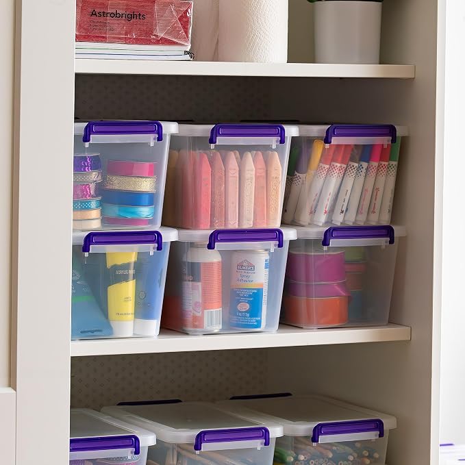 IRIS USA Storage Bins with Lids |Made in USA| 5 Qt - (6-Pack) - Clear | Built-In Handle Tote / Plastic Containers for Crafts, Art, Office & Study Supplies / Interlocking Latches - Image 4