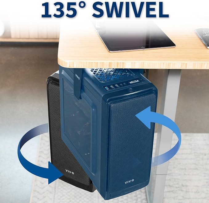 VIVO Black Under Desk and Wall Office PC Mount, MOUNT-PC01 | 3.5 to 7.8 inch Wide Adjustable Computer Mount, CPU Case Machine Holder Stand, Swivel and Secure Locking, Holds 22 lbs - Image 2