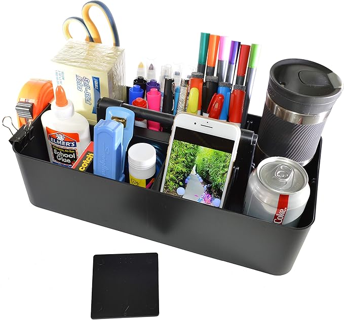 -Large Portable Caddy, DIY Dividers, 8 Compartments, School Office Supplies Home Business Organizer,Portable Basket with Handle Storage Organizer Modern Made in USA (4 PACK, Black) - Image 4