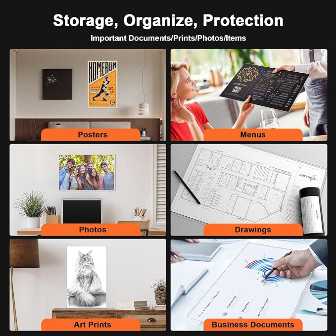 Ndsox 10 Pack 11" x 17" Rigid Print Protectors - Heavy Duty Hard Plastic Sheet Page Protectors - Crystal-Clear Menu Holders - Top Loading Art Prints Sleeves for Documents Magazines Posters Photographs - Image 3