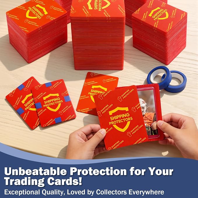 1000-Pack Trading Card Shipping Protectors 3.5'' x 4.5'' with 8 Rolls of Tape, Heavy Duty Corrugated Sheet for Safe Shipping, Precut Card Mailers for Sports, MTG, and Collectible Cards (Red) - Image 6