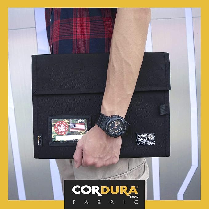 Rough Enough Expanding File Folder, Accordion Document Organizer, Black | Water-Resistant, 13 x 10 in for A4/Letter, 3 Dividers with Name Tags, Pen Loop & Card Slot, Portable for Work, Home & Travel - Image 6
