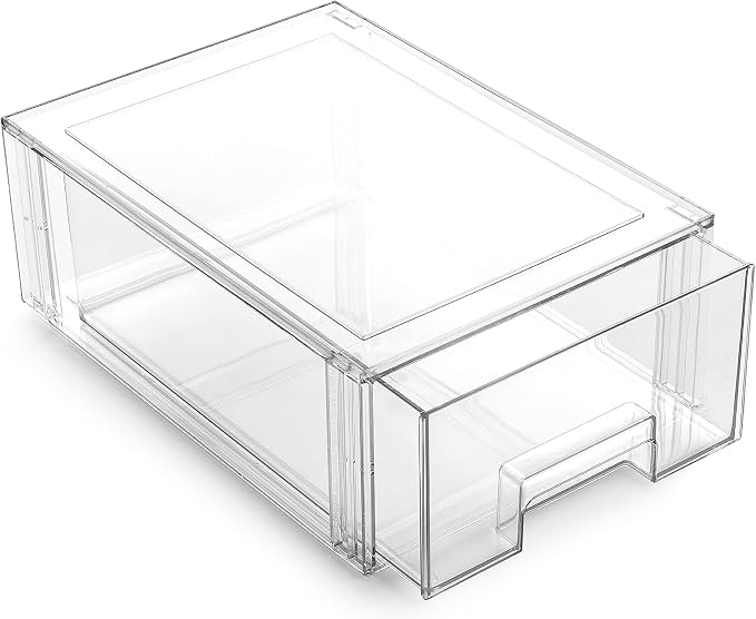 BINO | Stackable Storage Drawers, Large - Clear | THE CRATE COLLECTION | Storage Bins With Drawers | Bathroom Organizers | Under Sink Organizer | Vanity Cabinet Home Organization by BINO