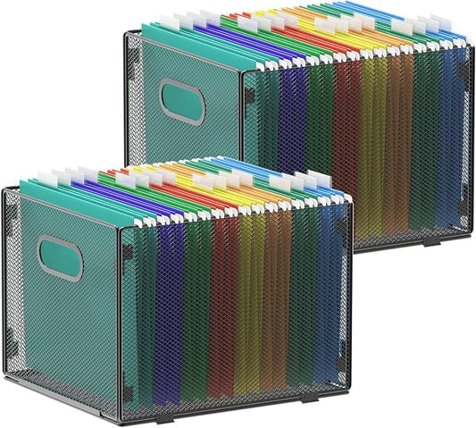 samstar 2 Pack Hanging File Organizer, Mesh File Folder Box Filing Box File Cabinet Organizer Storage Boxes, Letter Size by Samstar