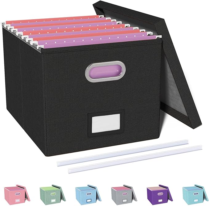 File Organizer, File Box, File Cabinet for Letter File Folder Storage, Hanging File Organizer for Office/Decor/Home,Document Organizer, 1 Pack,Black-Box Only by Oterri