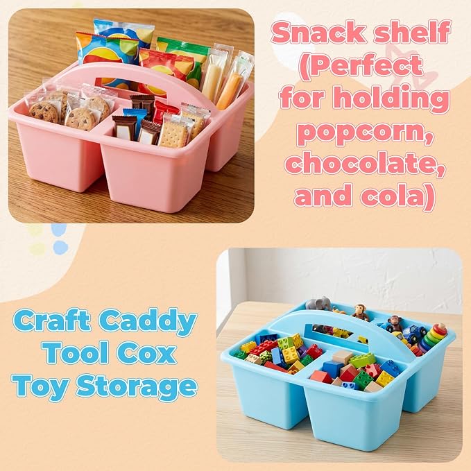 Kathfly 12 Pack Classroom Caddy Organizer with Handle, Plastic Art Craft Cleaning Caddy Bulk, Small Multipurpose Supply Organization Storage Basket for Table Desk Office Pencil Teacher (Mixed Color 1) - Image 5