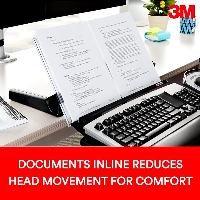 3M Adjustable in-Line Document Holder, Black, DH640, 1 Pack/Case | With Elastic Line Guide - Image 3