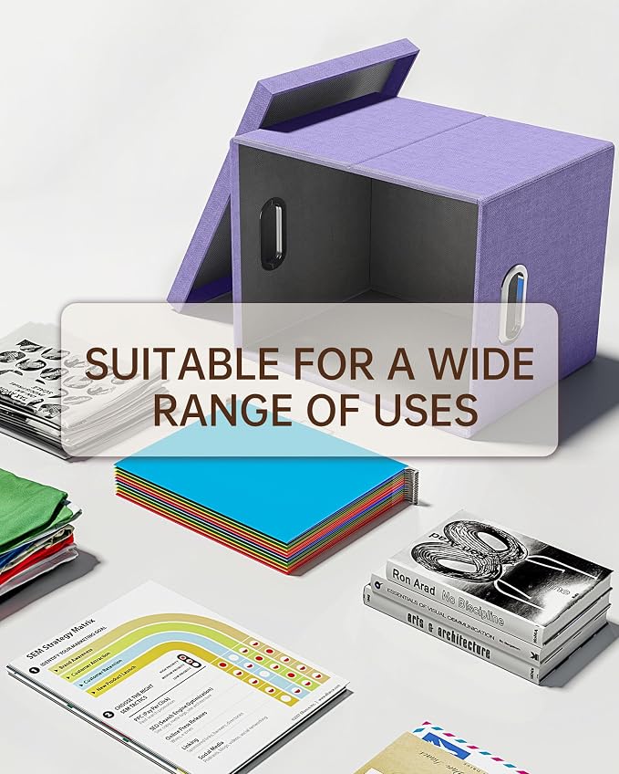 File Organizer, File Box, File Cabinet for Letter File Folder Storage, Hanging File Organizer for Office/Decor/Home,Document Organizer, 1 Pack, Lavender-Box Only - Image 5