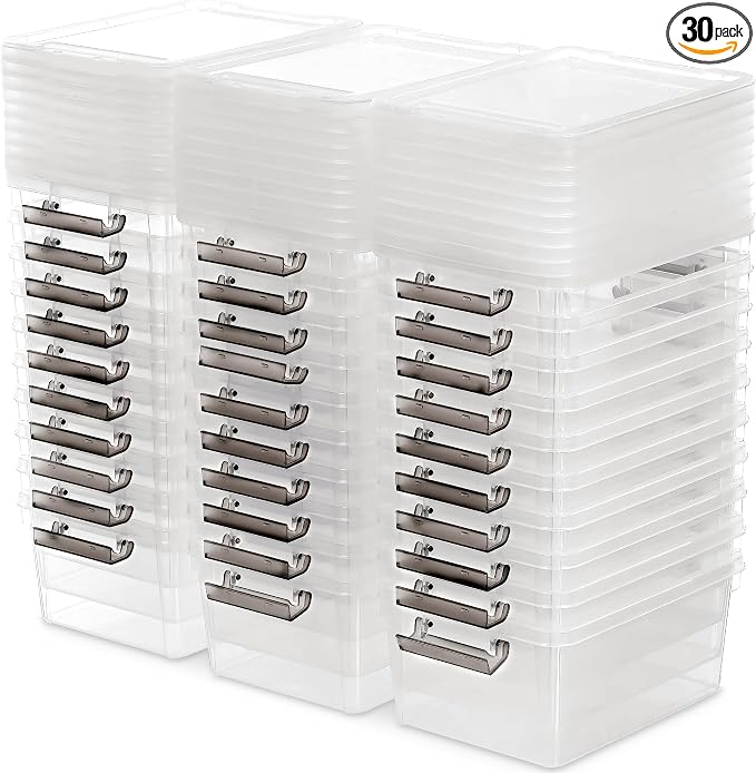Citylife 30Packs 1.3Qt Small Storage Bins with Lids,Stackable Clear | Plastic Containers for Beads, Buttons, Sewing Supplies, Office Supplies by CITYLIFEHomeOrganization
