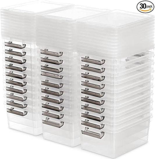 Citylife 30Packs 1.3Qt Small Storage Bins with Lids,Stackable Clear | Plastic Containers for Beads, Buttons, Sewing Supplies, Office Supplies by CITYLIFEHomeOrganization
