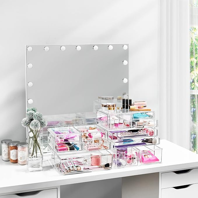 Sorbus Large Stackable Acrylic Drawers - 2 Clear Storage Drawers for Organizing Make up, Nail Polish, Hair Accessories, and Beauty Supplies - Makeup Organizer for Vanity, Bathroom Organizer Countertop - Image 4