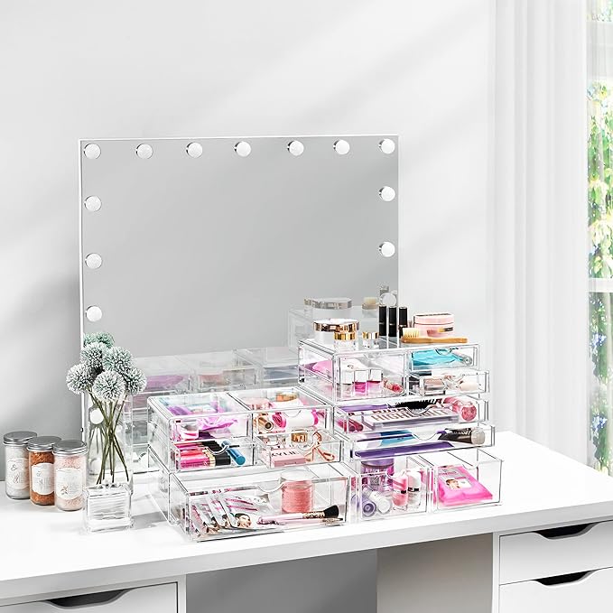 Sorbus Large Stackable Acrylic Drawers - 1 Clear Storage Drawers for Organizing Make up, Nail Polish, Hair Accessories, and Beauty Supplies - Makeup Organizer for Vanity, Bathroom Organizer Countertop - Image 4