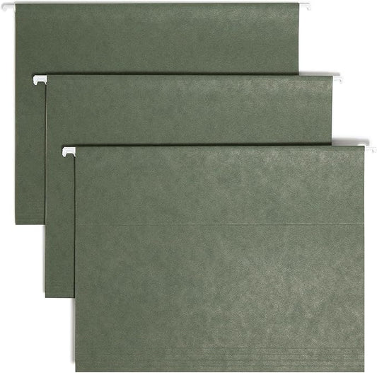 Smead Hanging File Folder, 1/5-Cut Adjustable Tab, Letter Size, Standard Green, Hanging Folders for Filing Cabinets, File Organizer Folder, 25 Count by SMEAD