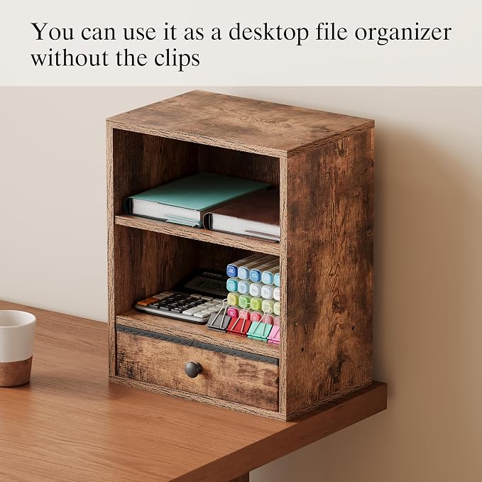 Unionly Clamp-on Under Desk Storage Shelves with Height Adjustable & Drawer | Standing Desk drawer attachment with Height Adjustable Shelves,Under Desk Leg shelf Storage for Home Office,Gaming Room - Image 8