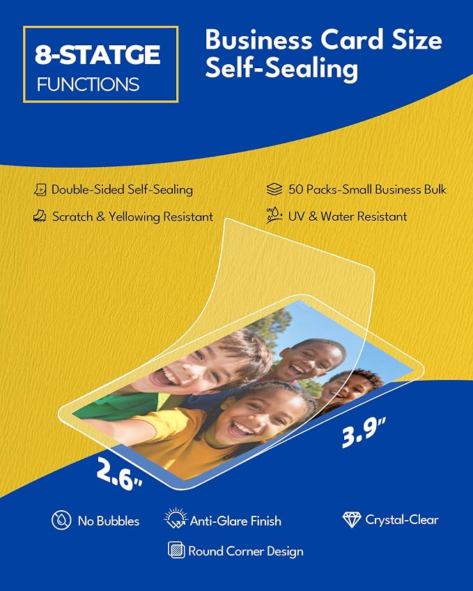 Uinkit 110Pack Bulk Business Card Laminating Pouches, 10Mil Double-Sided for 2.6x3.9" Cards, Ultimate Volume Solution for Restaurant IDs, School Badges, Event Credentials - No Laminator - Image 2