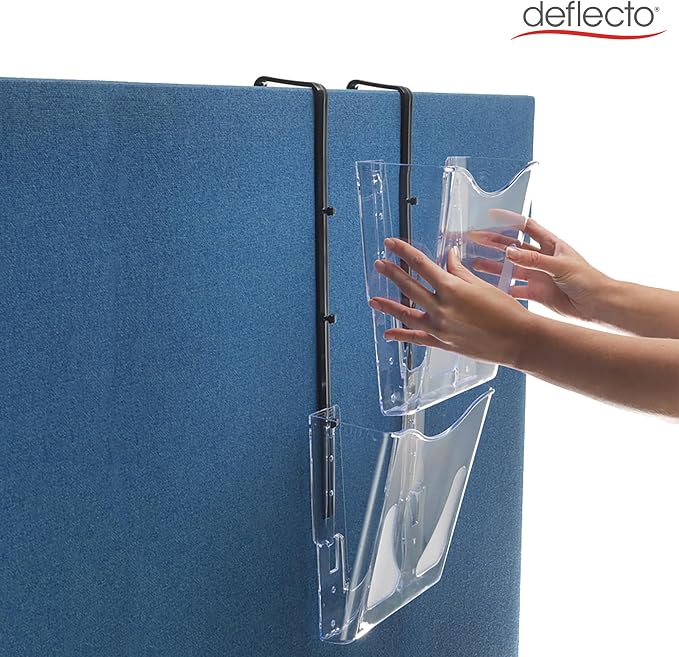 Deflecto 3 Tier A4 Wall Mounted Magazine File Holder - Perfect for Folders, Files, Mails & Brochure - For Home & Office with Hanging Bracket Included - Image 2