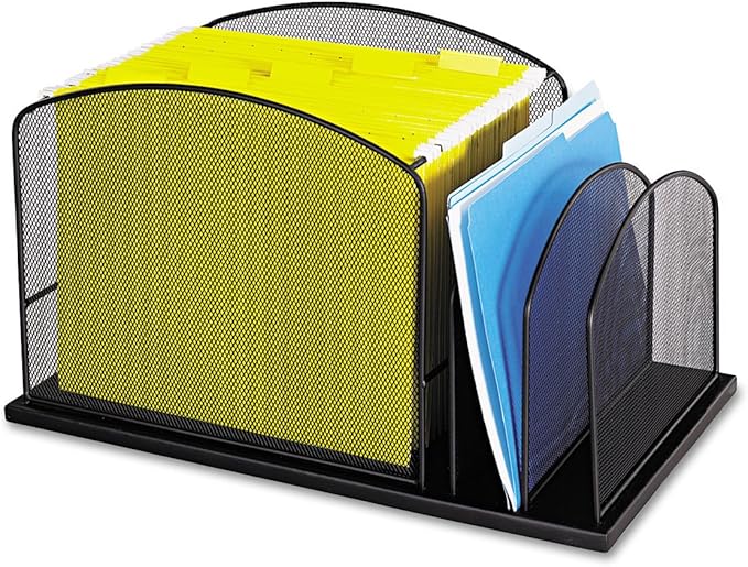 Safco 3259BL Onyx Mesh Hanging File with 2 Vertical Sections, Black by SafcoProducts