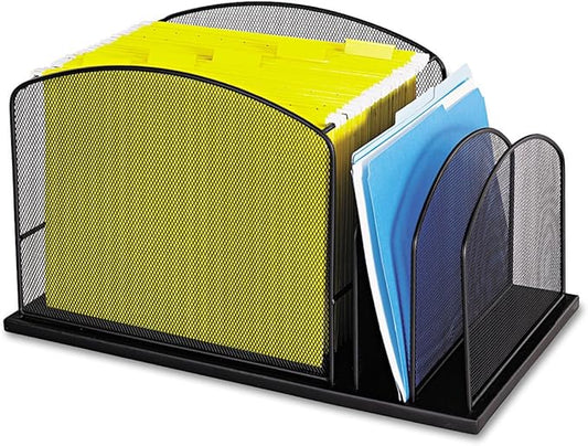 Safco 3259BL Onyx Mesh Hanging File with 2 Vertical Sections, Black by SafcoProducts