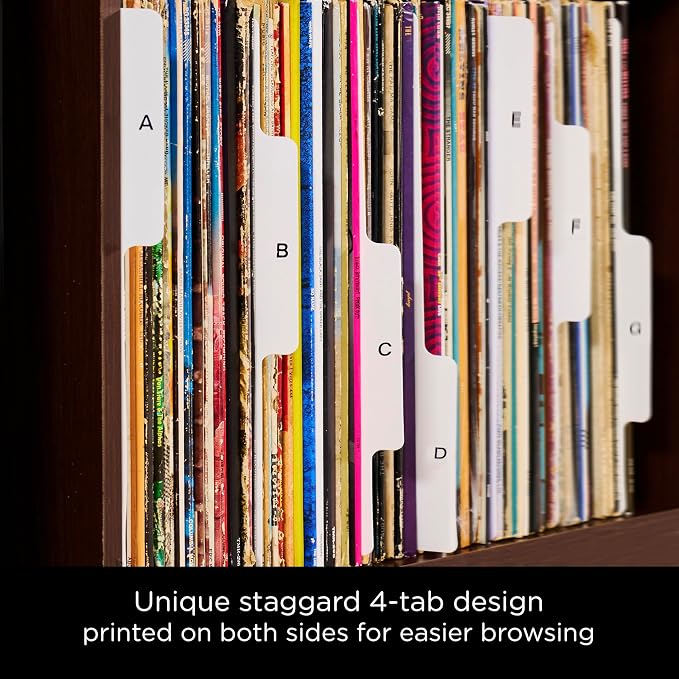 Carstens Records Heavy Duty Vinyl Album Dividers | 12" LP Separators with Tabs | Made in The USA | Music Organizer Tabs for Collectors (White, Double-Sided, A-Z Vertical Tabs, 26 Tab Set) - Image 4