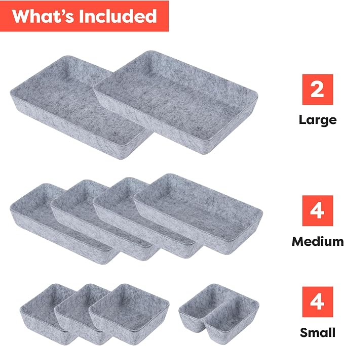 Rajas Goods Drawer Organizer Compatible with Ikea Alex Drawer Unit, 10-Piece Modular Felt Tray Organizer Set, Perfect Fit (Light) - Image 4