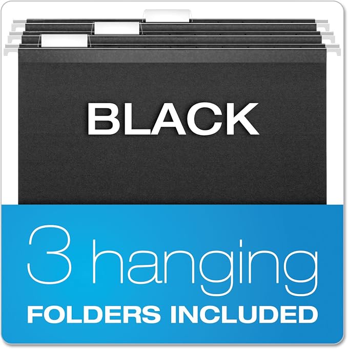 Pendaflex Portable File Box with File Rails, Hinged Lid with Double Latch Closure, Black, Includes 3 Letter Size Hanging Folders (41732) - Image 6