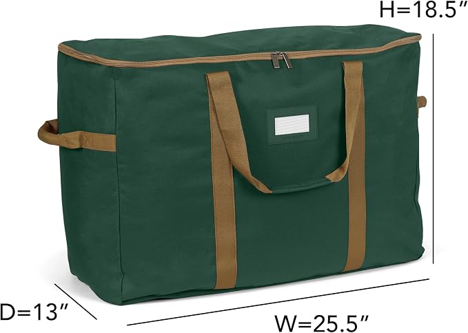 Covermates Keepsakes Adjustable Ornament Storage Bag – Heavy-Duty Polyester, Padded Dividers & FlexGrid Trays – Protective Holiday Ornament Organizer with Handles & Label Window, Green - Image 3